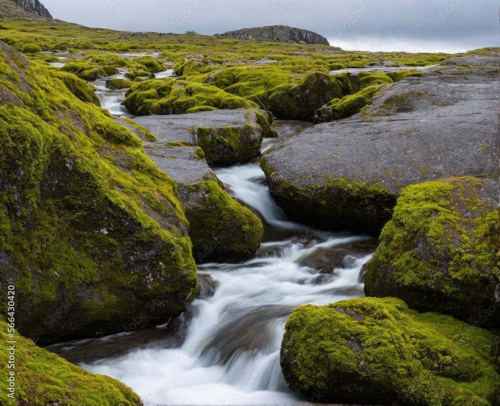 the mountain stream in norway. the mountain stream in norway.