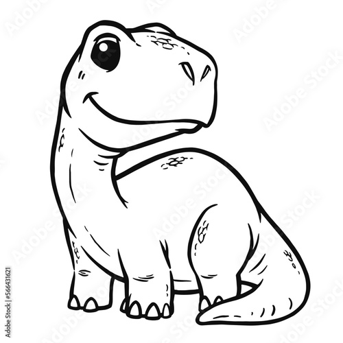 Vector illustration of Cartoon dinosaur, Brontosaurus, Coloring book for kids