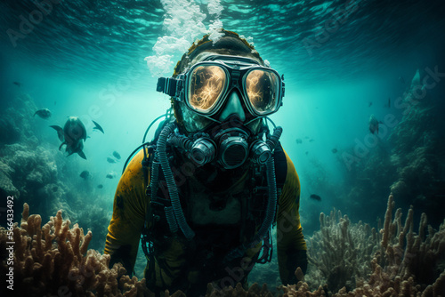 Scuba diver in the underwater - Generative AI © MaskGuy
