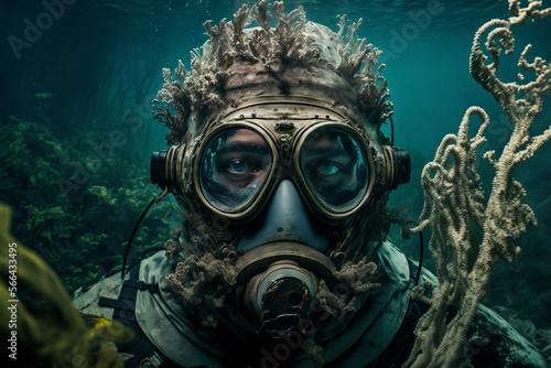 Scuba diver in the underwater - Generative AI