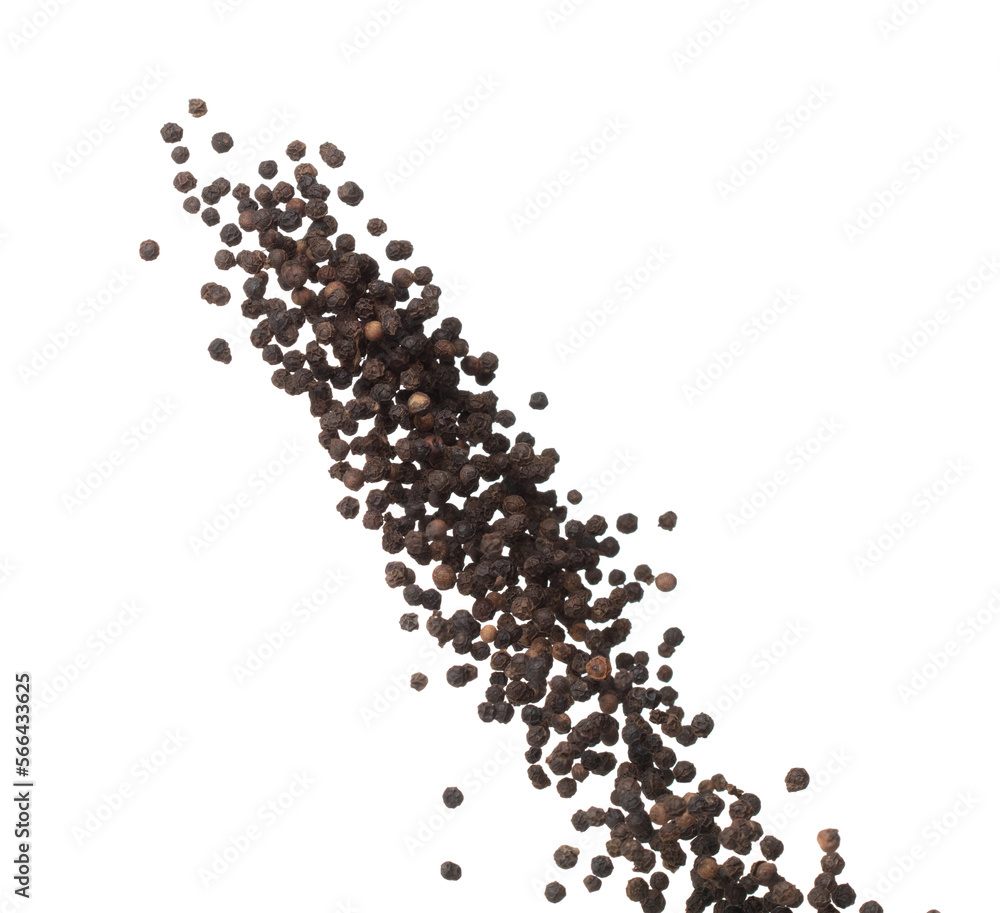 Black Pepper seeds fly explosion, Black Pepper float explode, abstract cloud fly. Black Peppercorn splash throwing in Air. White background Isolated high speed shutter, freeze motion Black Pepper seeds fly explosion, Black Pepper float explode, abstract cloud fly. Black Peppercorn splash throwing in Air. White background Isolated high speed shutter, freeze motion