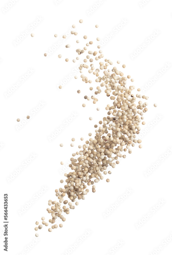 White Pepper seeds fly explosion, white Pepper float explode, abstract cloud fly. Peppercorn splash throwing in Air. White background Isolated high speed shutter, freeze motion White Pepper seeds fly explosion, white Pepper float explode, abstract cloud fly. Peppercorn splash throwing in Air. White background Isolated high speed shutter, freeze motion
