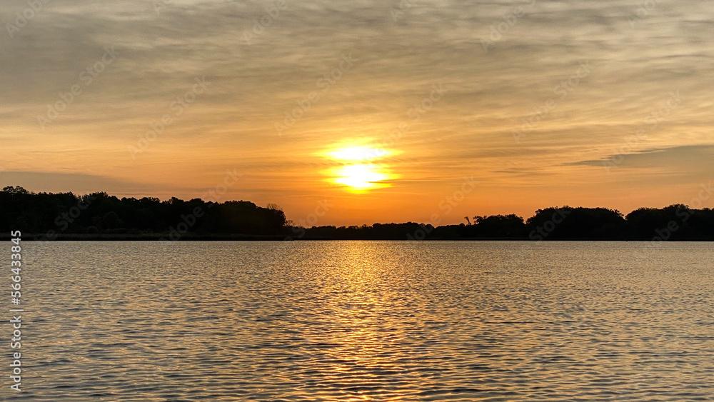 sunrise over the lake while kayaking