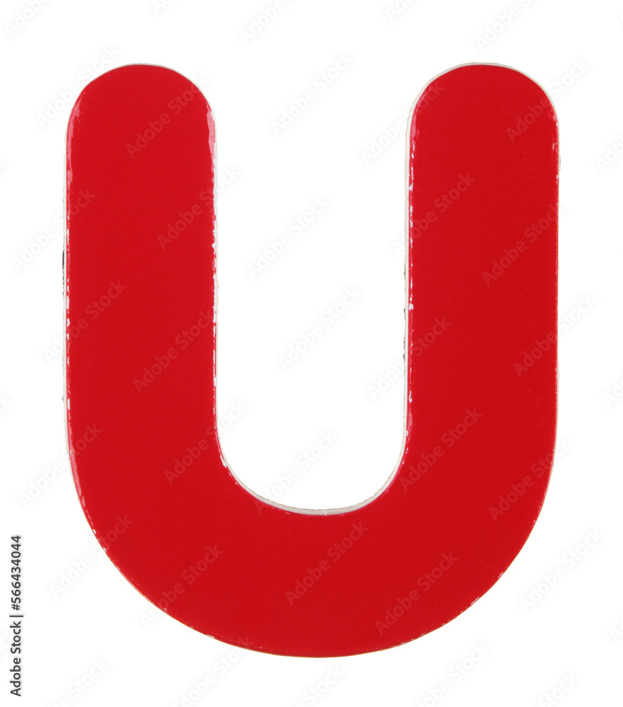 Upper case U magnetic letter on white with clipping path Upper case U magnetic letter on white with clipping path