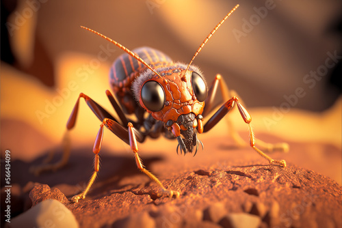 Pharaoh Ant macro photography. Generative AI photo