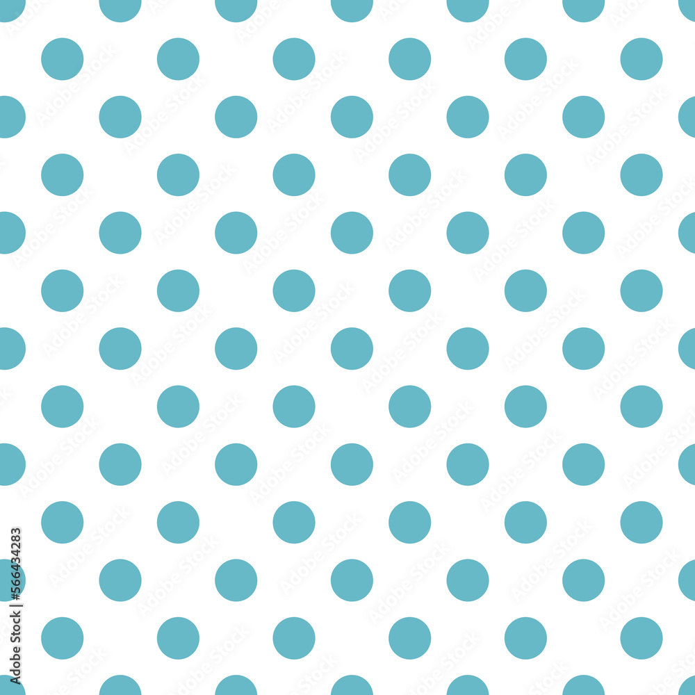 Pastel Seamless polka dot blue and white pattern. Blue repeating  Polka dots trendy on white background, tile. For fabric pattern, card, decor,
