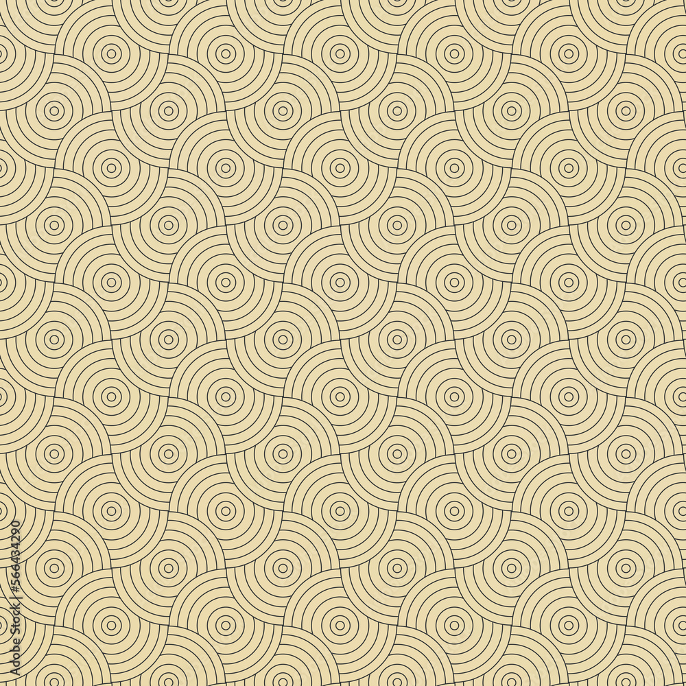 Interlocking circles pattern. Modern stylish gold texture. geometric tiles. Concentric circles.	
