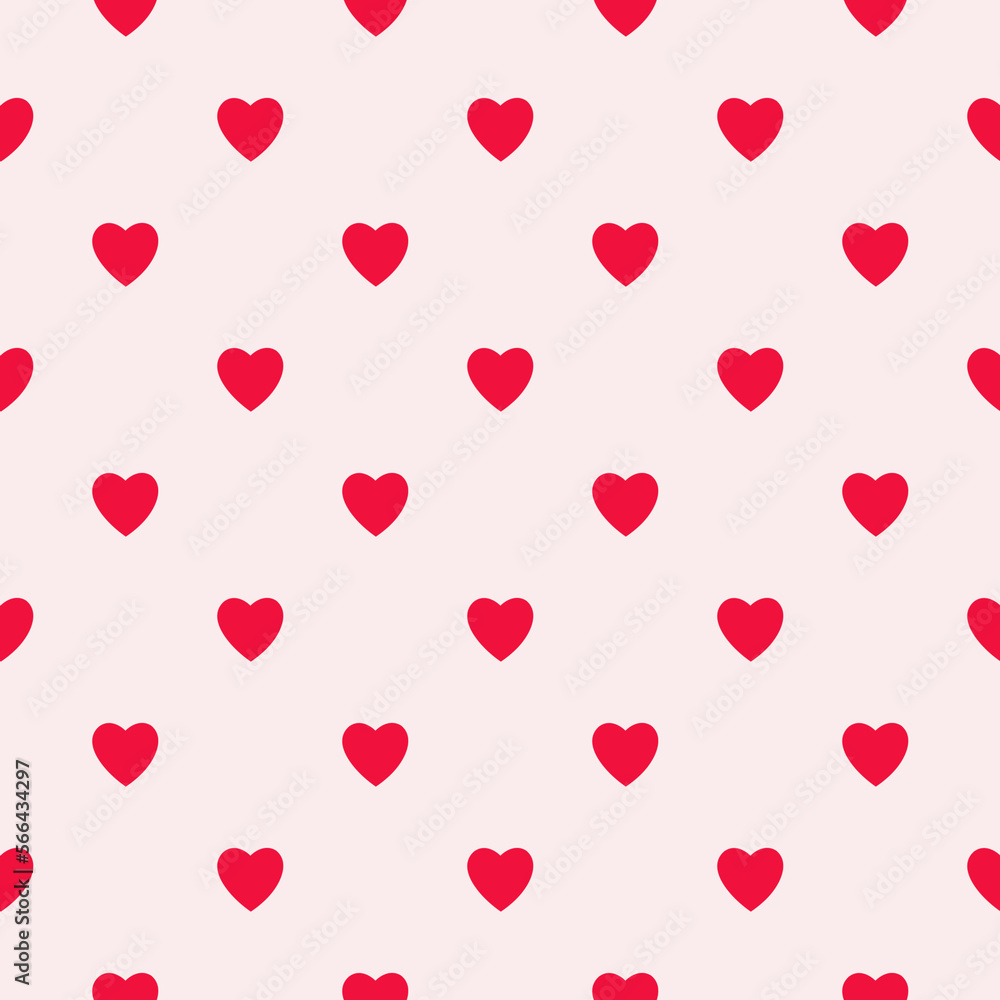 Red Hearts Happy Valentines Day.Hearts gold seamless pattern on pink background

