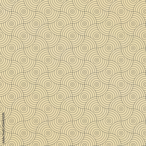 Interlocking circles pattern. Modern stylish gold texture. geometric tiles. Concentric circles. 