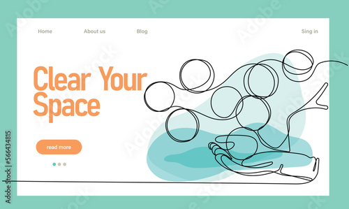 Home cleaning service landing page design concept, illustration of janitors with cleaning tools. Vector illustration