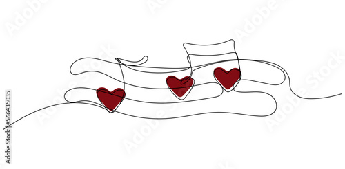 Continuous one line drawing of music notes. Modern style vector illustration.