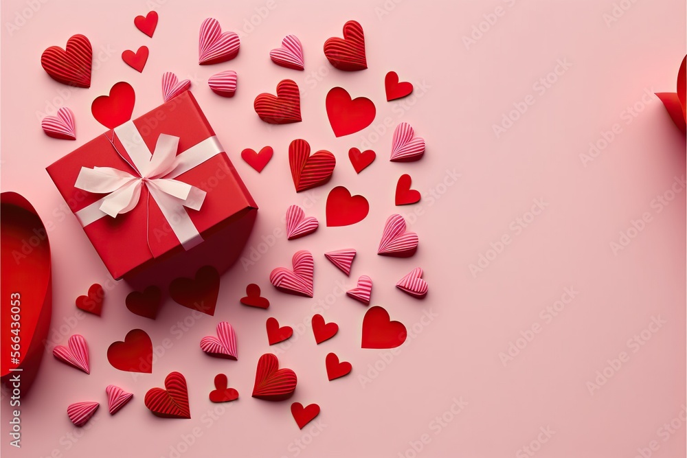 red gift box with hearts