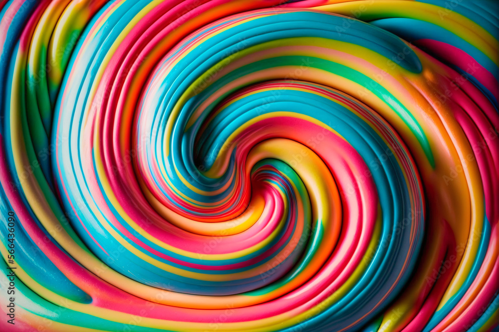 Colorful candy swirl background. Glossy mixed paint. Close up view with depth of field. Generative AI Colorful candy swirl background. Glossy mixed paint. Close up view with depth of field. Generative AI