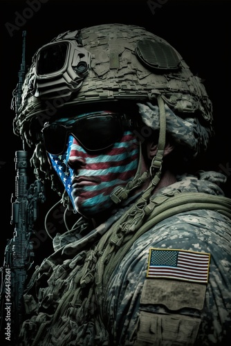 portrait of a soldier with american flag