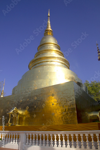 Golden pagoda in northern Thai temple, Thailand