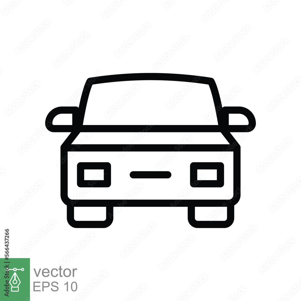 Car front line icon. Simple outline style sign symbol. Auto, view, sport, race, transport concept. Vector illustration isolated on white background. EPS 10. Car front line icon. Simple outline style sign symbol. Auto, view, sport, race, transport concept. Vector illustration isolated on white background. EPS 10.