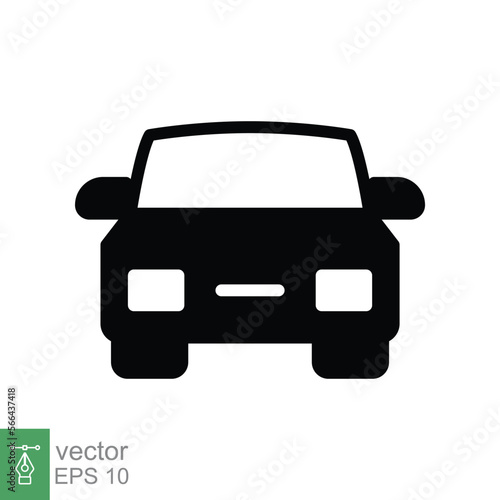 Car front glyph icon. Simple solid style sign symbol. Auto, view, sport, race, transport concept. Vector illustration isolated on white background. EPS 10.