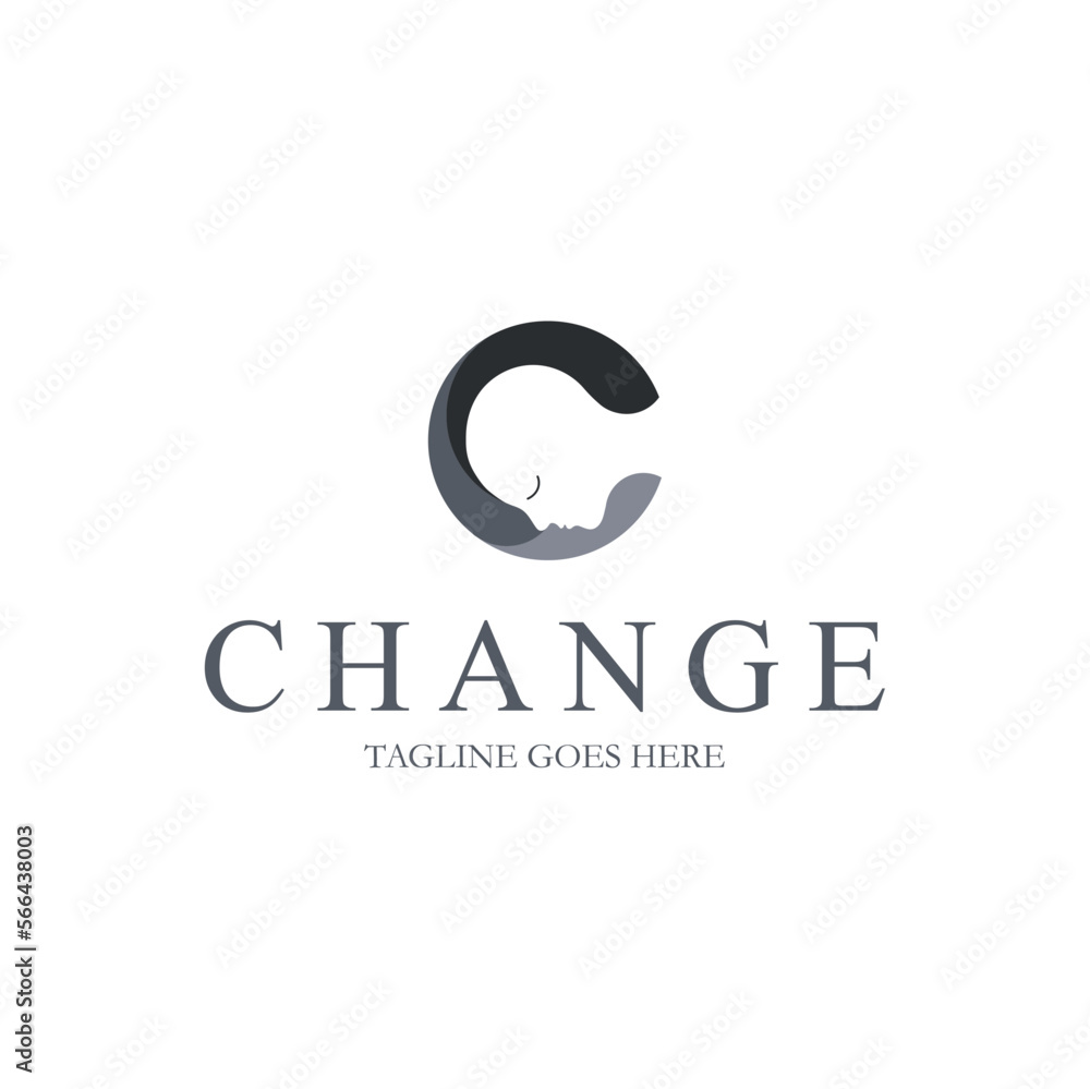 Change the Logo Design Template with letter C and the girl face icon. Perfect for business, company, mobile, app, etc.