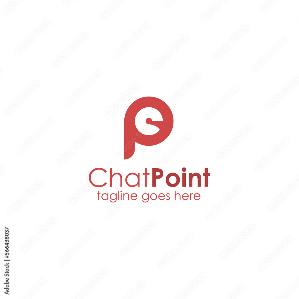 Chat Point Logo Design Template with letter P and point icon. Perfect for business, company, mobile, app, etc.