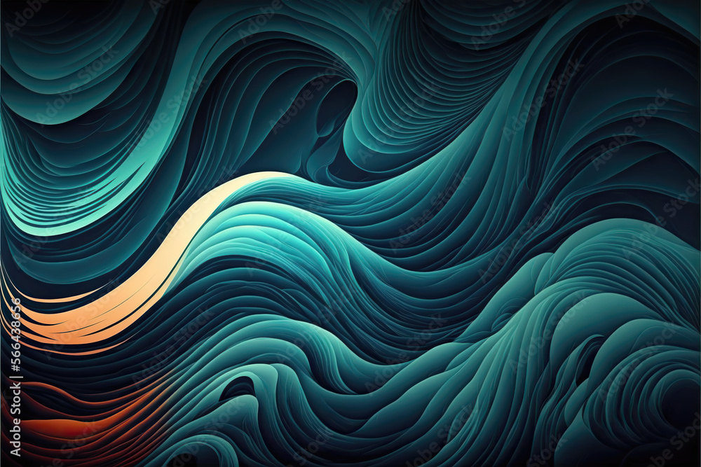 green abstract background with waves, generative ai green abstract background with waves, generative ai