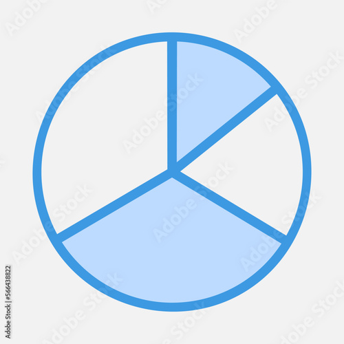 Pie chart icon in blue style, use for website mobile app presentation