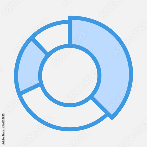 Pie chart icon in blue style, use for website mobile app presentation