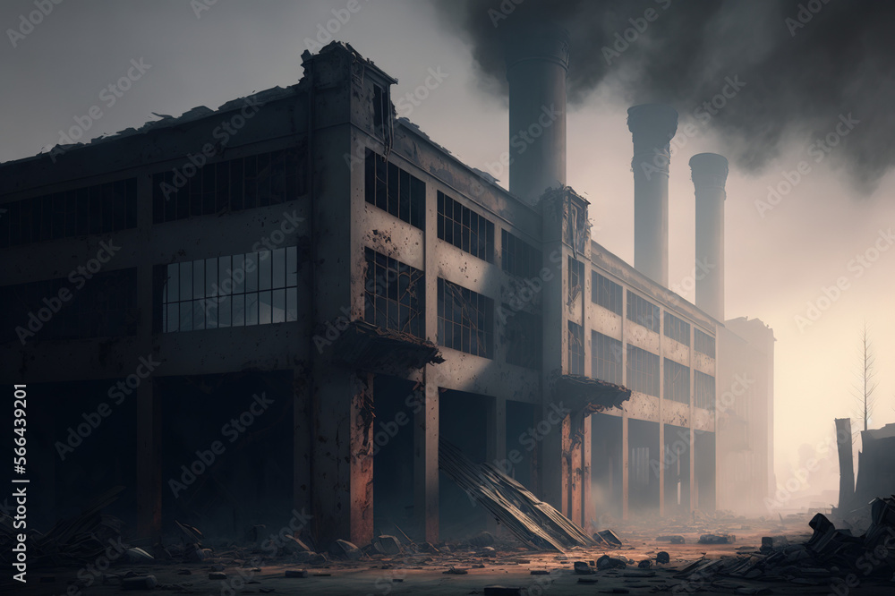 Old empty industrial factory, ruins