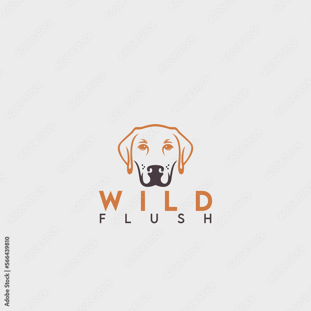 wild flush logo, animal logo, dog logo, minimalist and business logo design in vector template.