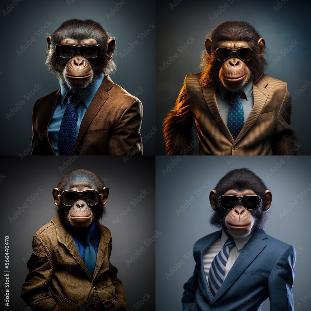 Illustration of monkey photography in a suit as mascot fun human-like ...