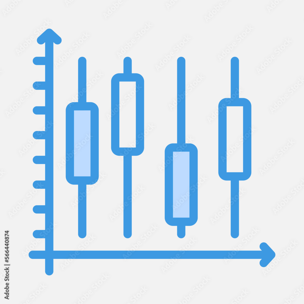 Stats icon in blue style, use for website mobile app presentation