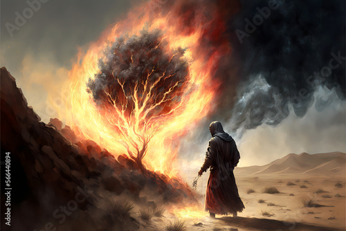 Obraz na plátně Moses at the Burning Bush