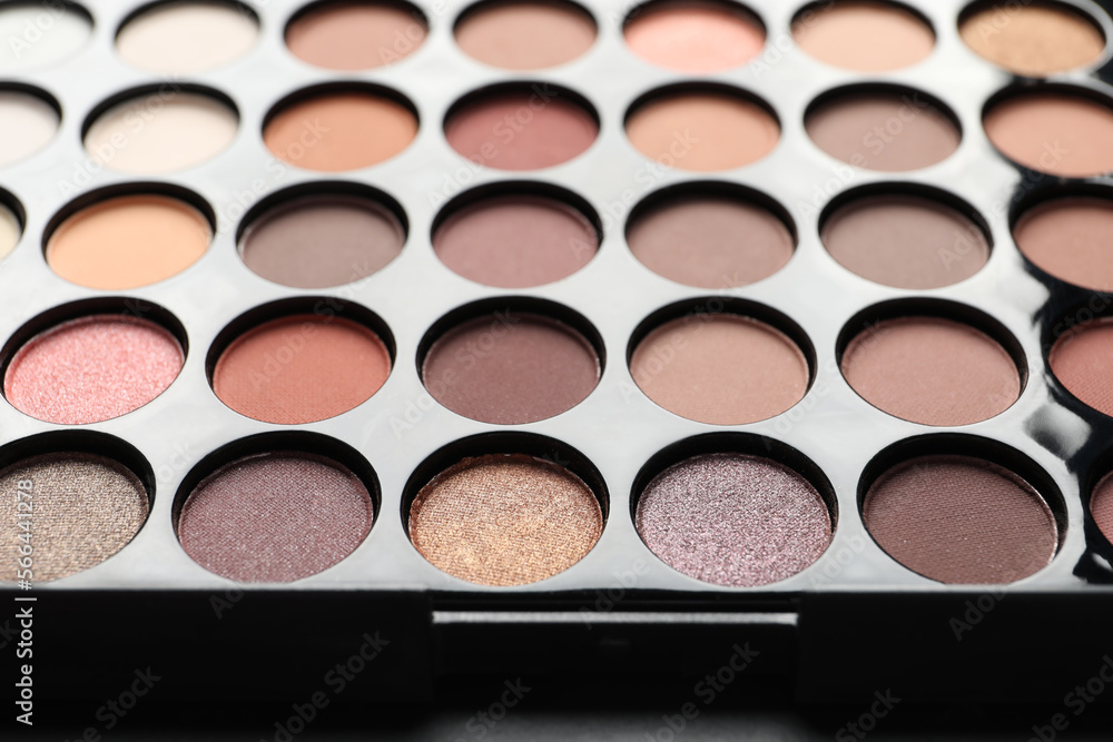 Beautiful eye shadow palette on table, closeup Beautiful eye shadow palette on table, closeup