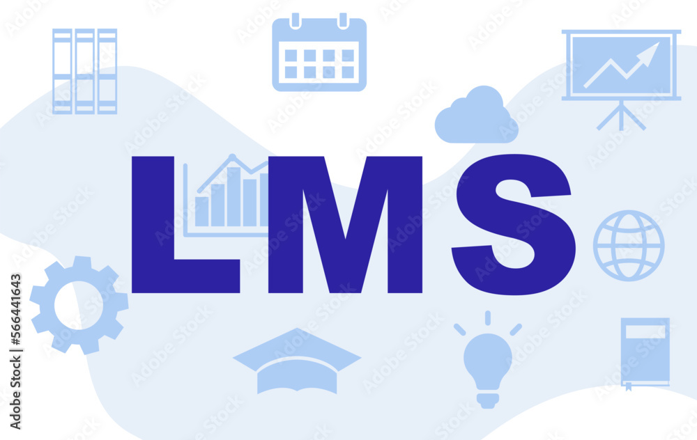 Learning Management System. Different icons and abbreviation LMS on white background. Vector illustration