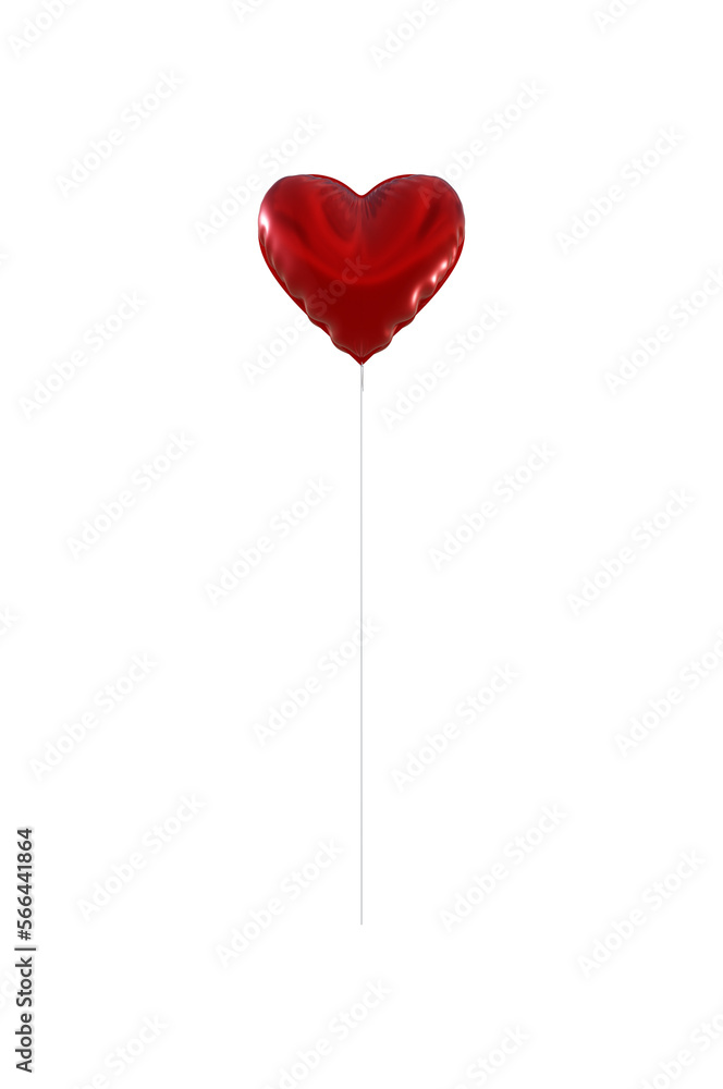3D Illustration , flying bunch of red balloon hearts.