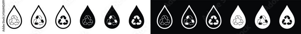 Water recycling icon set. Liquid or oil recycle icon. Water filtration icon. Water drops and triangle arrow symbol for apps and websites. Water cycle sign, vector illustration Water recycling icon set. Liquid or oil recycle icon. Water filtration icon. Water drops and triangle arrow symbol for apps and websites. Water cycle sign, vector illustration
