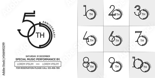 set of anniversary black color with white background for special celebration event