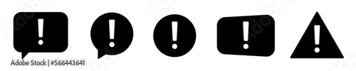 Conjunto de iconos de burbujas de mensajes con signo de exclamación. Silueta de globos de diálogo. Ilustración vectorial