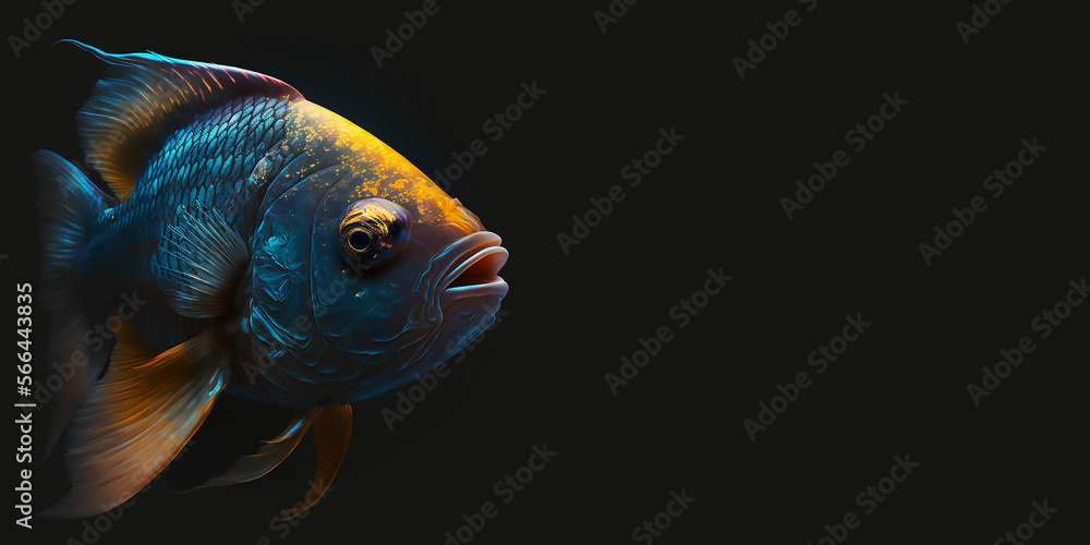 colorful swimming fish, banner, Generative AI colorful swimming fish, banner, Generative AI
