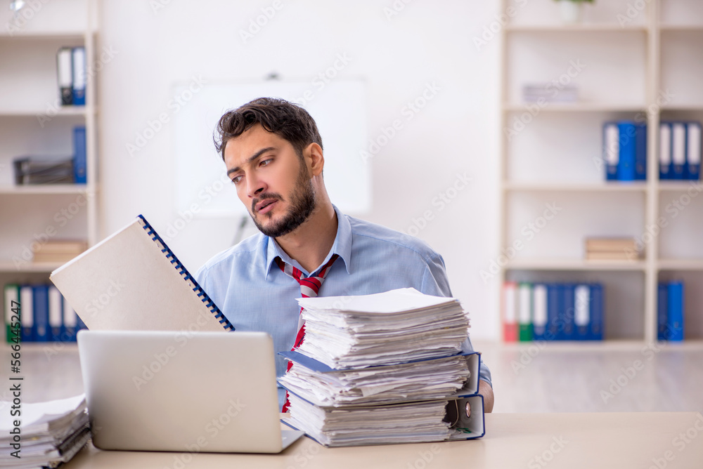 Young male employee working in the office Young male employee working in the office