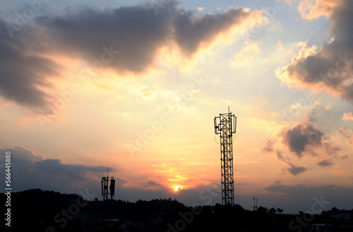 power station at sunset photo