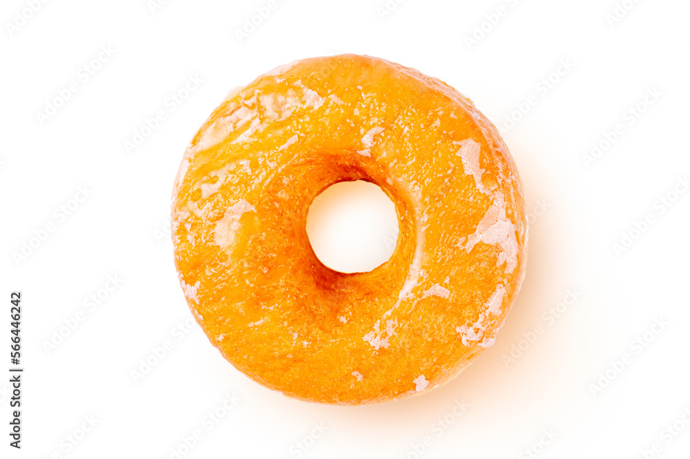 Top view of Grazed Donut isolated on white background. Top view Top view of Grazed Donut isolated on white background. Top view