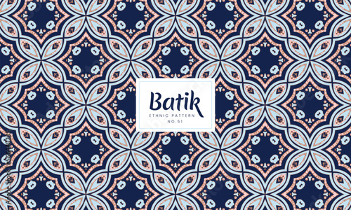 Luxury seamless Batik Kawung Indonesian traditional ethnic floral patterns