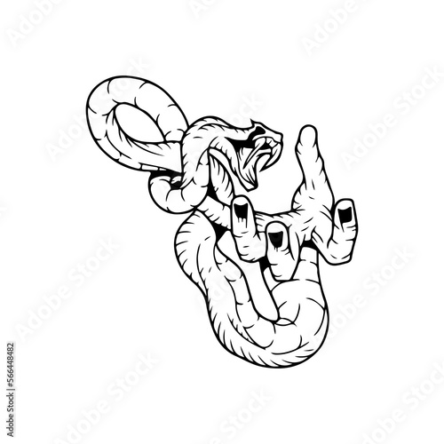 vector illustration of a hand holding a snake concept