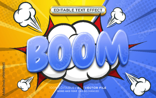 boom comic cartoon hero 3d editable text effect photo