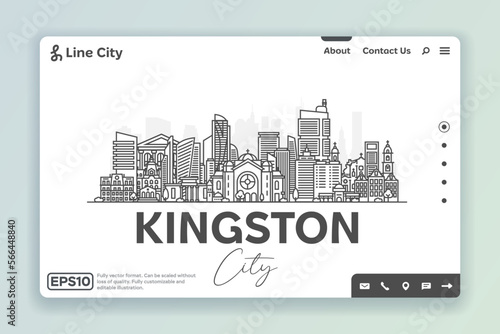 Kingston, Jamaica architecture line skyline illustration. Linear vector cityscape with famous landmarks, city sights, design icons. Landscape with editable strokes.