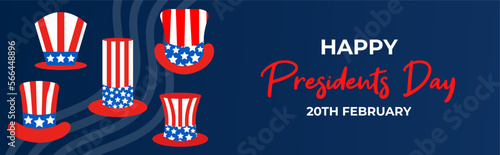 Happy Presidents Day 2023 Social Media Cover Design With Uncle Sam's . George Washington Birthday Cover, Poster, and Banner Design Template. Vector Illustration