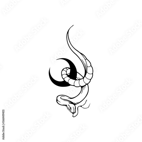 vector illustration of a snake with a moon