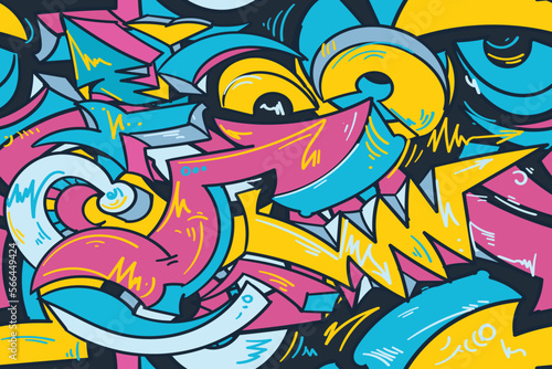 Colorful curled abstract graffiti arrows seamless background
