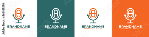 Letter AO or OA Podcast Logo, suitable for any business related to microphone with AO or OA initials.