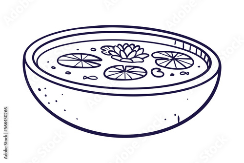 water lily in bowl illustration